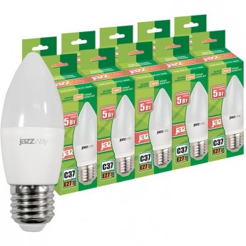 Лампа светодиодная JAZZWAY PLED-ECO 5Вт C37 3000К E27 230В 50Гц 10шт. Лампа светодиодная JAZZWAY PLED-ECO 5Вт C37 3000К E27 230В 50Гц 10шт.