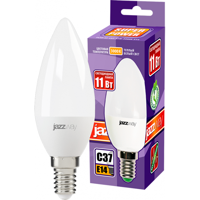 Лампа светодиодная JAZZWAY PLED-SP 11Вт C37 3000К E14 230В/50Гц 5019157