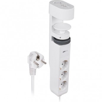 Удлинитель JAZZWAY ETD-03U-150-wh 5059535 3х1.5м на струбцине с заземлением с выключателем 3 USB выхода (2А+1С) IP20 ПВС 3х1